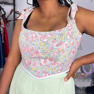 Hand Crafted Romantic Floral Corset Top – Cottagecore Aesthetic
